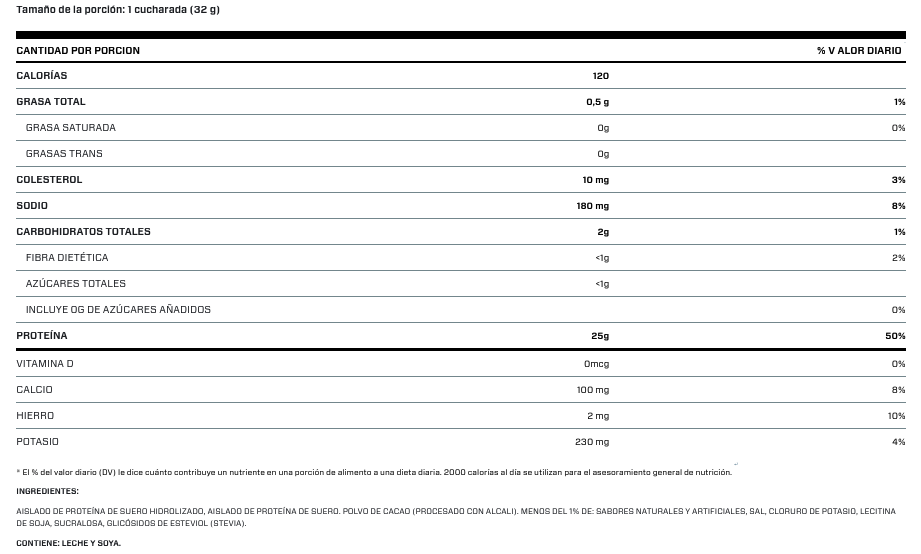 Información Iso 100 Proteína Cocoa Pebbles 1.4lb