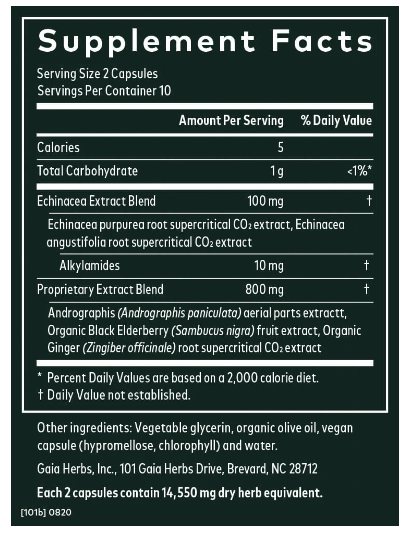 Información Nutricional Equinacea Quick Defensas 40 caps