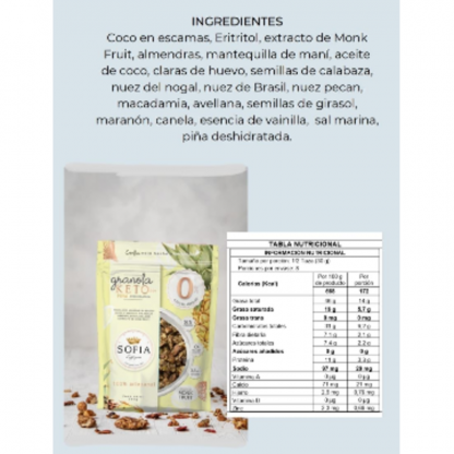 Información Granola Keto Piña SJ 250gr