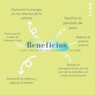 Beneficios Aloe vera en polvo té matcha y jengibre 60gr - Pabo