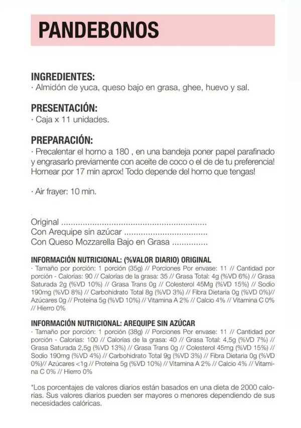 Información Pandebonos con arequipe 11 und