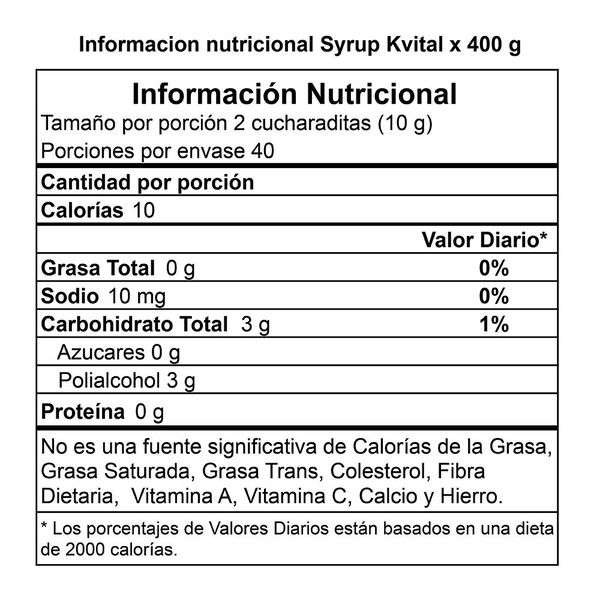 Información Syrup maple 400gr