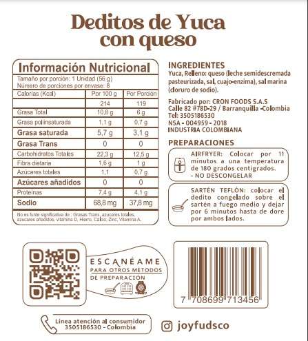 Deditos de Yuca rellenos con Queso 8und - JOYFUDS