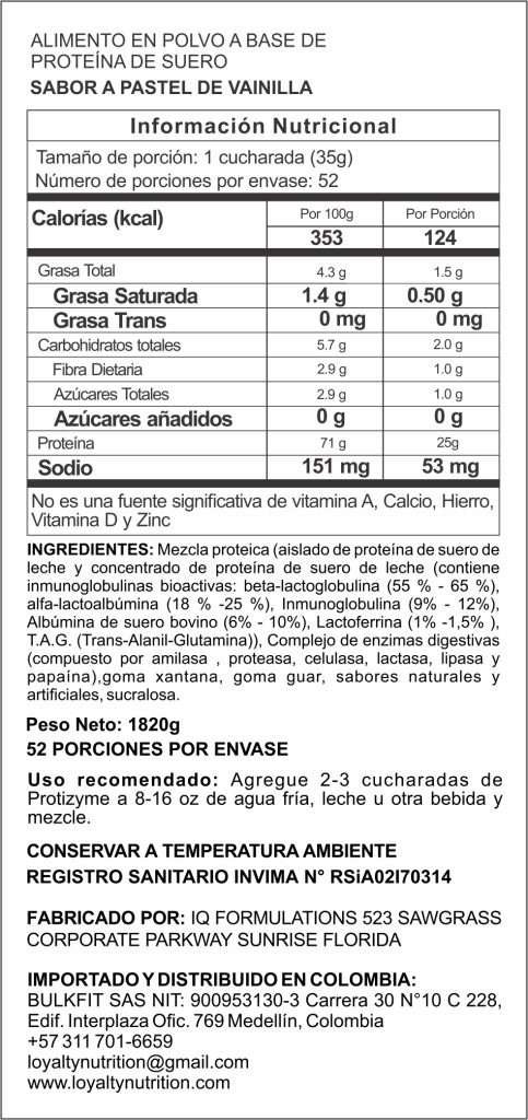 Proteína Protizyme Vainilla 4lb